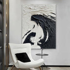 NANKAI 40x28 inch Minimalist Black and White Abstract Painting 100% - Image 3