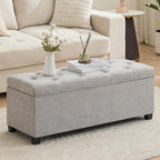 43’’ Storage Ottoman Bench, Linen Entryway Benches Load up to 660 Lb, Modern by Mangodan
