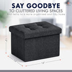Ornavo Home Small Storage Ottoman Foldable Collapsible Rectangle Linen Ottoman - Image 2