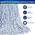 Matthew Cleaning Looped-Open Cotton Wet Mop 1.25'' Universal Headband Heavy - Image 2