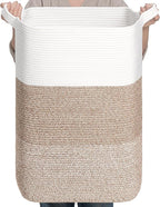 CLHMILY&Z 95L Laundry Basket Rectangular Brown Rope by ClhmilyZ
