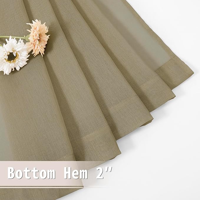 Tollpiz Sheer Linen Textured Curtain Sheers Doorway Light Filtering Voile - Image 7