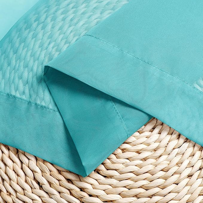 Chyhomenyc Turquoise Sheer Curtains 63 Inch Length 2 Panels, Light Filtering - Image 8