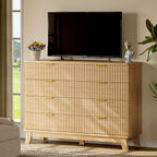 Fluted Dresser with 8 Drawers, Wooden Dresser TV Stand, Wood Closet Clothes - Image 7
