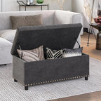 BELLEZE 35" Tufted Ottoman, Storage Bench - Image 4
