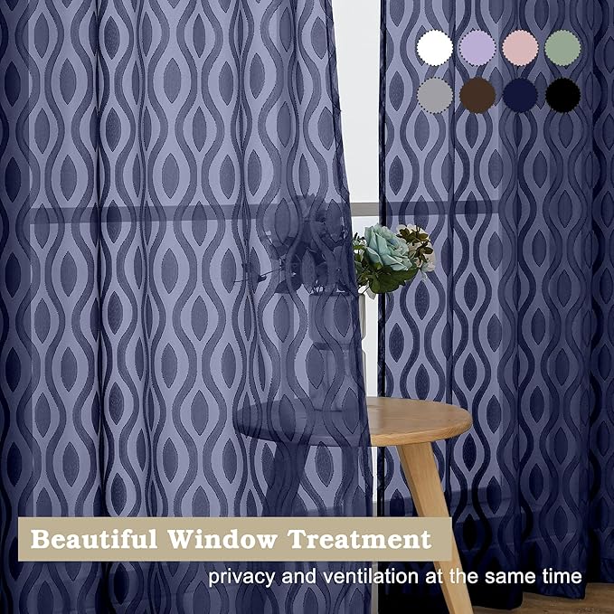 Aiyufeng Blue Sheer Curtains 54 Inch Length 2 Panels, Soft Lightweight Clip - Image 7