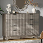 Fluted Dresser with 8 Drawers, Wooden Dresser TV Stand, Modern Closet Clothes by Xixini