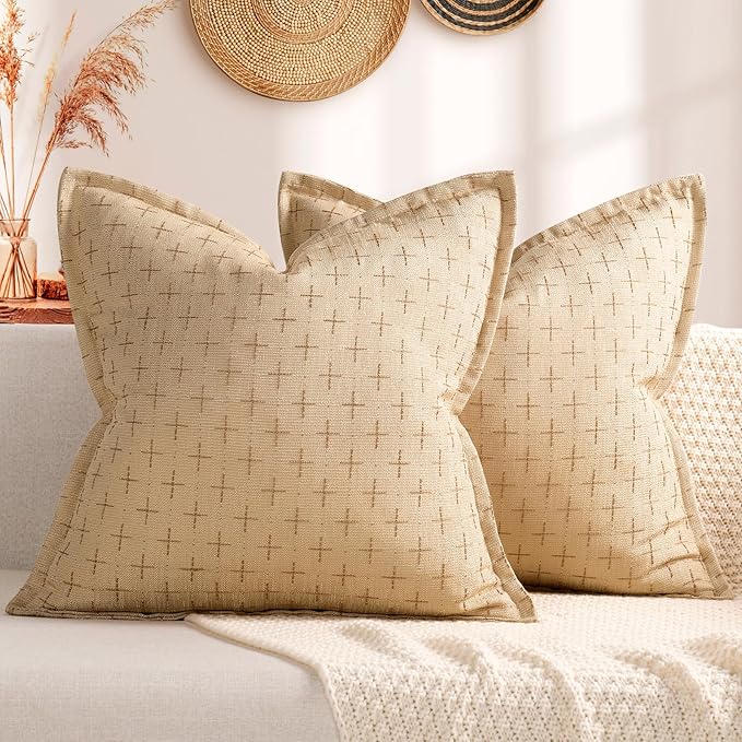 ZWJD Pillow Covers 22x22 Set of 2 Soft Polyester Textured Pillow Covers by ZWJD