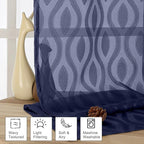 Aiyufeng Navy Blue Sheer Curtains Tiers 36 Inch Length, Light Filtering Soft - Image 2