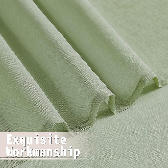 Tollpiz Sheer Door Curtain Closet Linen Textured Curtains Sheer Doorway Light - Image 8