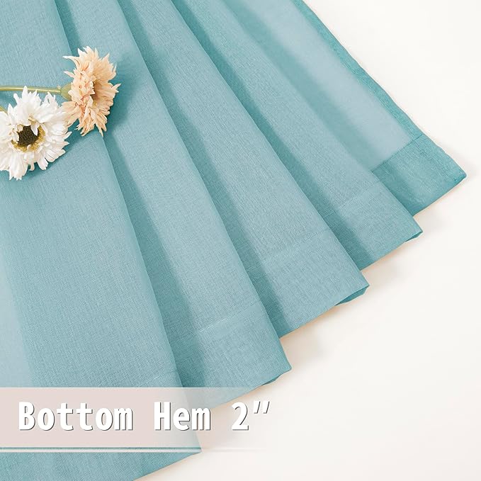 Tollpiz Short Sheer Door Curtain Closet Linen Textured Curtain Sheers Doorway - Image 7