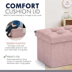 Ornavo Home Small Storage Ottoman Foldable Collapsible Rectangle Linen Ottoman - Image 6