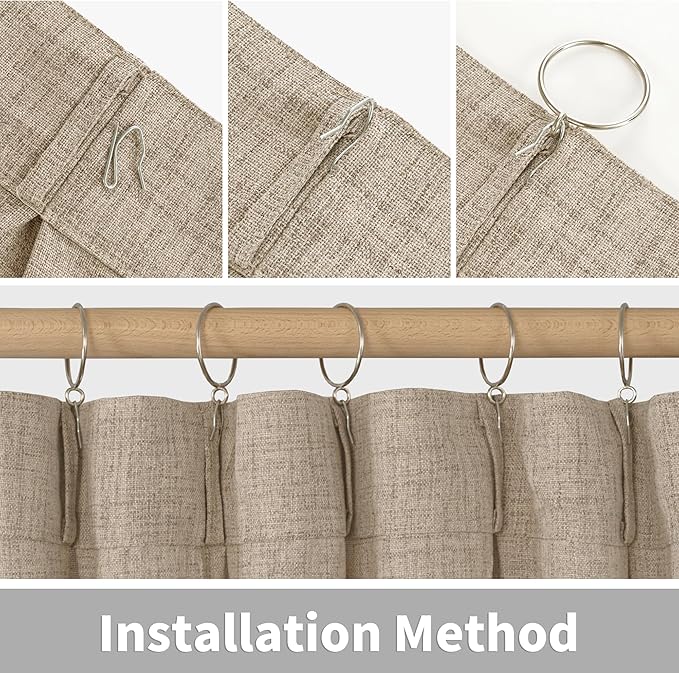 YoungsTex Oatmeal Linen Curtains 36 Inch Length - Image 7