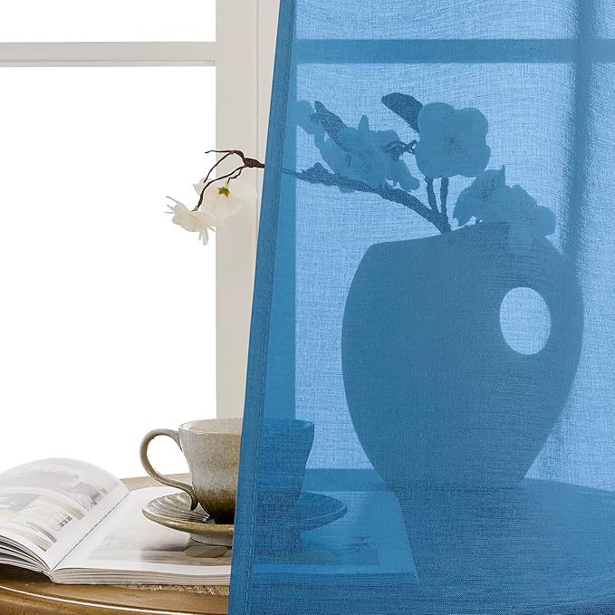 Tollpiz Short Sheer Door Curtain Closet Linen Textured Curtain Sheers Doorway - Image 9