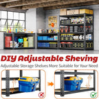 72"H Storage Shelves heavy duty, 2200LBS Garage Shelving, 5 Tier Metal Shelving - Image 6