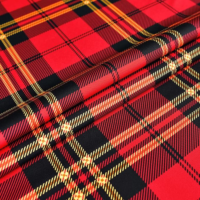Red Tartan Waterproof Plaid Christmas Tablecloth Fabric - Image 7