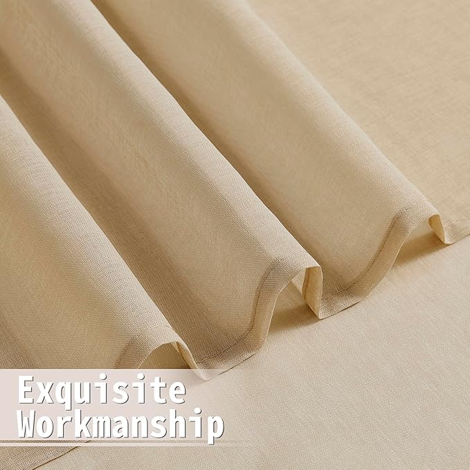 Tollpiz Short Sheer Door Curtains Closet Linen Textured Curtains Sheer Doorway - Image 8