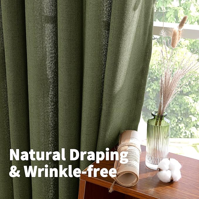 YoungsTex Olive Green Linen Curtains - Image 5