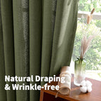 YoungsTex Olive Green Linen Curtains 80 Inch Length - Image 5