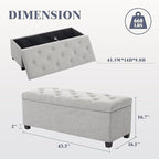 43’’ Storage Ottoman Bench, Linen Entryway Benches Load up to 660 Lb, Modern - Image 2