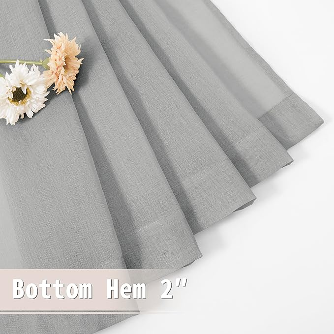 Tollpiz Sheer Curtains Closet Linen Textured Curtain Sheers Doorway Light - Image 7