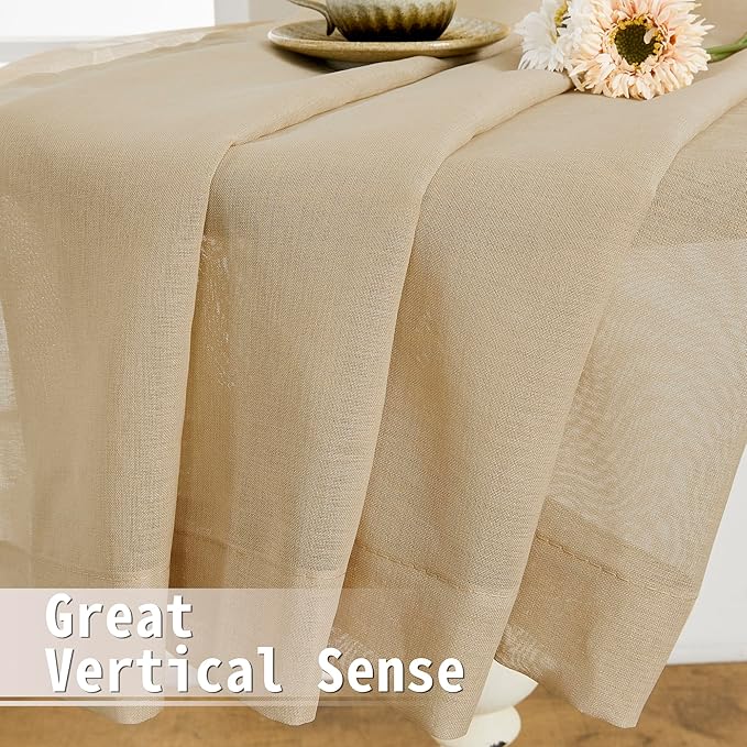 Tollpiz Short Sheer Linen Textured Curtain Sheers Doorway Light Filtering Voile - Image 6