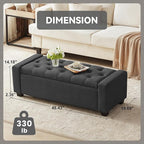 48" Ottoman with Storage, Soft Storage Ottoman Bench - Image 3