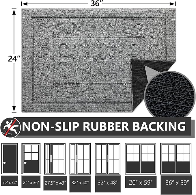 FONEYI Indoor Door Mat 24" x 36", Dirt Trapper Door Mats Non-Slip Entryway Rugs - Image 2