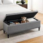 Storage Ottoman 50.2 Inches Upholstered Fabric Storage Ottoman Bench，Button - Image 3