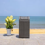 SAFAVIEH Outdoor Collection Mazeli Grey Brown Woven Swing Top Dome Lid Trash - Image 2