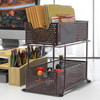 SIMPLE HOUSEWARE 2 Tier Sliding Cabinet Basket Organizer Drawer - Image 4