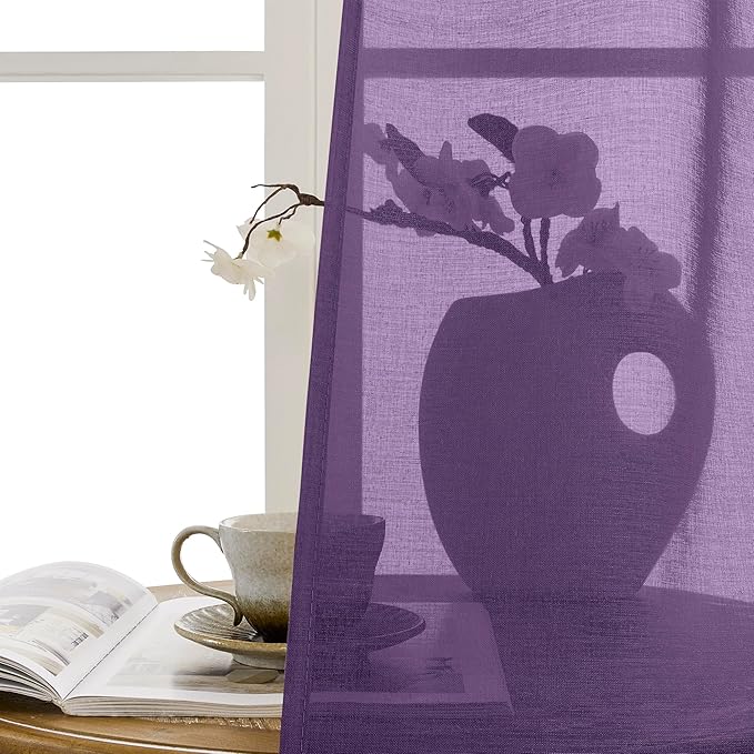 Tollpiz Sheer Door Curtain Closet Linen Textured Curtain Sheers Doorway Light - Image 9