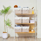 15x11x9.5 Inch Storage Baskets for Shelves, 3 Pack Storage Bins，Foldable - Image 2