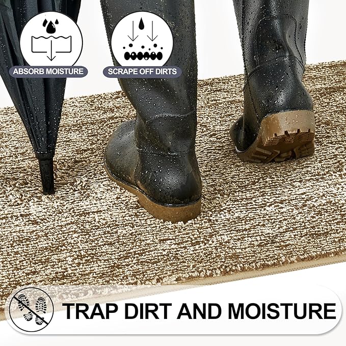 REFETONE Indoor Doormat, Front Door Mat 32"x48" Absorbent Rubber Backing Non - Image 3