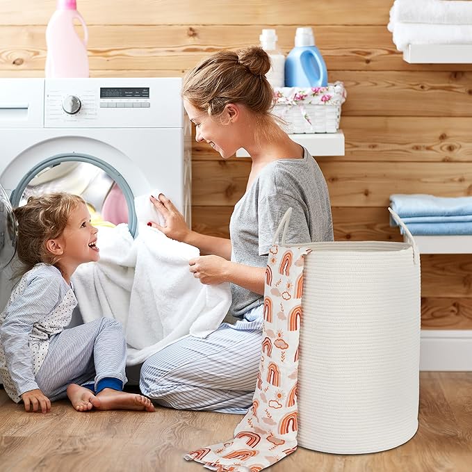 Cotton Rope Laundry Basket Hamper - Image 4