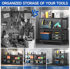 3 Tier Adjustable Garage Storage Shelving, Heavy Duty Utility Rack Shelf Unit - Image 7