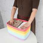 3-Pack Rainbow Storage Baskets 14.5X9.5X9.3“ – Woven Toy Organizer Bins - Image 3