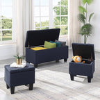 Set of 3 Hinged Storage Ottoman, End of Bed Bedroom Bench Window Bench - Image 2