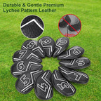 Welspo Magnetic Leather Golf Iron Head Covers 11 Pack Synthetic Leather Club - Image 5