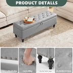 51.8’’ Storage Ottoman Bench, Faux Leather Ottoman - Image 5