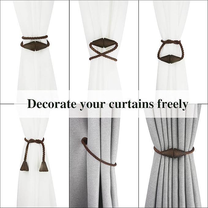 6 Pack Magnetic Curtain Tiebacks Rope Modern Handmade Curtain Tie Backs - Image 5