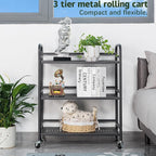 HDANI 3 Tier Metal Rolling Heavy Cart Supports 40 Lbs Per Tier, Rolling Cart - Image 3