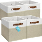 OrganiHaus 11x11 Fabric Cubes Storage Bins Set of 4, Foldable Collapsible by OrganiHaus