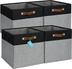 OrganiHaus 13x13 Cube Fabric Storage Bins Set of 4, Fabric Storage Cubes w/ by OrganiHaus